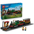 LEGO City Vintage Steam Train set 60511 pairs a blue 575-piece box with a green, black, and red locomotive, brown passenger car, station platform, track, and minifigures.