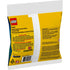 Back of LEGO Creator 30692 polybag showing yellow product information, safety warnings in multiple languages, and promotional details for LEGOLAND’s “Kids Go Free” offer.