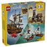 LEGO Creator Iconic Pirate Ship 31387 package back in yellow and blue, showing the brown ship with white sails plus two alternate 3-in-1 pirate-themed builds.