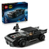 LEGO Batman Batmobile set box in black and blue cardboard packaging with yellow logo, rectangular box featuring model car image, branding, and set details on a clean studio background.