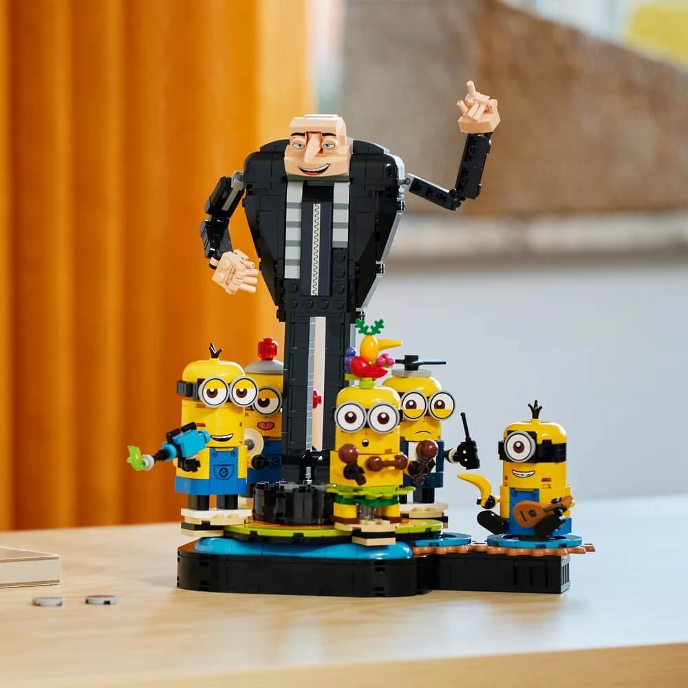 Image of LEGO® Despicable Me Brick-Built Gru and Minions 839 Piece Building Set (75582) with background