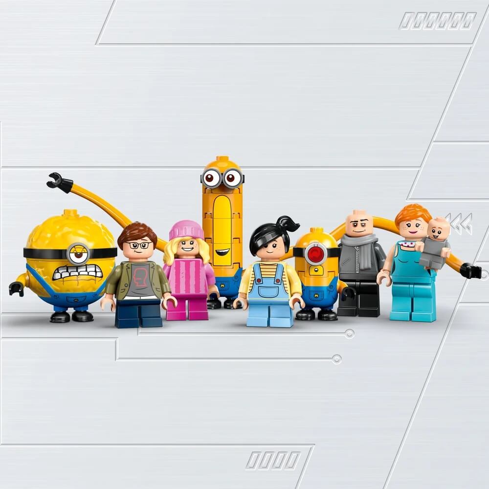 Image of characters of LEGO® Despicable Me Minions and Gru's Family Mansion 868 Piece Building Set (75583)