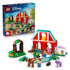 LEGO Disney Toy Story Blaze’s Horse Ranch set features red, teal and green plastic farm buildings, character figures and animals displayed beside branded retail packaging on a clean backdrop.