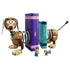 LEGO Disney Pixar Toy Story Slinky Dog Bookends feature brown, tan, purple and teal plastic components forming character bookends, display books and Woody minifigure accents on a light studio background.