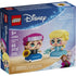 LEGO Disney Frozen Mini Anna and Elsa box showing the two stylized mini figures, Anna holding a sunflower and Elsa with icy elements, 5+ age marking, piece count, and official LEGO Disney branding.