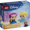 LEGO Disney Frozen Mini Anna and Elsa box showing the two stylized mini figures, Anna holding a sunflower and Elsa with icy elements, 5+ age marking, piece count, and official LEGO Disney branding.