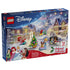 LEGO Disney Princess Advent Calendar 2026 set 43298 comes in a blue cardboard box showing a snowy castle village, colorful figures, Christmas tree, 24 gifts and 290 pieces.