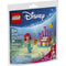 LEGO Disney Ariel and Flounder’s Birthday Music Fun set packaging in blue and teal cardboard, showing Ariel mermaid mini doll with musical build under the sea, LEGO Disney Princess branding, age 5 plus label, and piece count on the front.