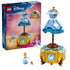 LEGO Disney Princess Cinderella collection featuring the blue and white dress display, retail box, Cinderella minifigure and mouse accessory arranged on a clean white background.