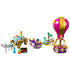 LEGO Disney Princess 43216 set in pink, purple, turquoise, white and gold plastic displays a balloon, carriage, flying carpet, animal scene and figures on white.