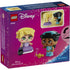 LEGO Disney Princess Mini Jasmine and Rapunzel box back showing teal and purple figures, play features, character accessories, and visual instructions printed on branded retail packaging.