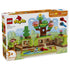 LEGO DUPLO Discovery Forest with Wild Animals set 10480 box front shows green and brown plastic forest builds, colorful flowers, five animals, magnifiers and a play mat.