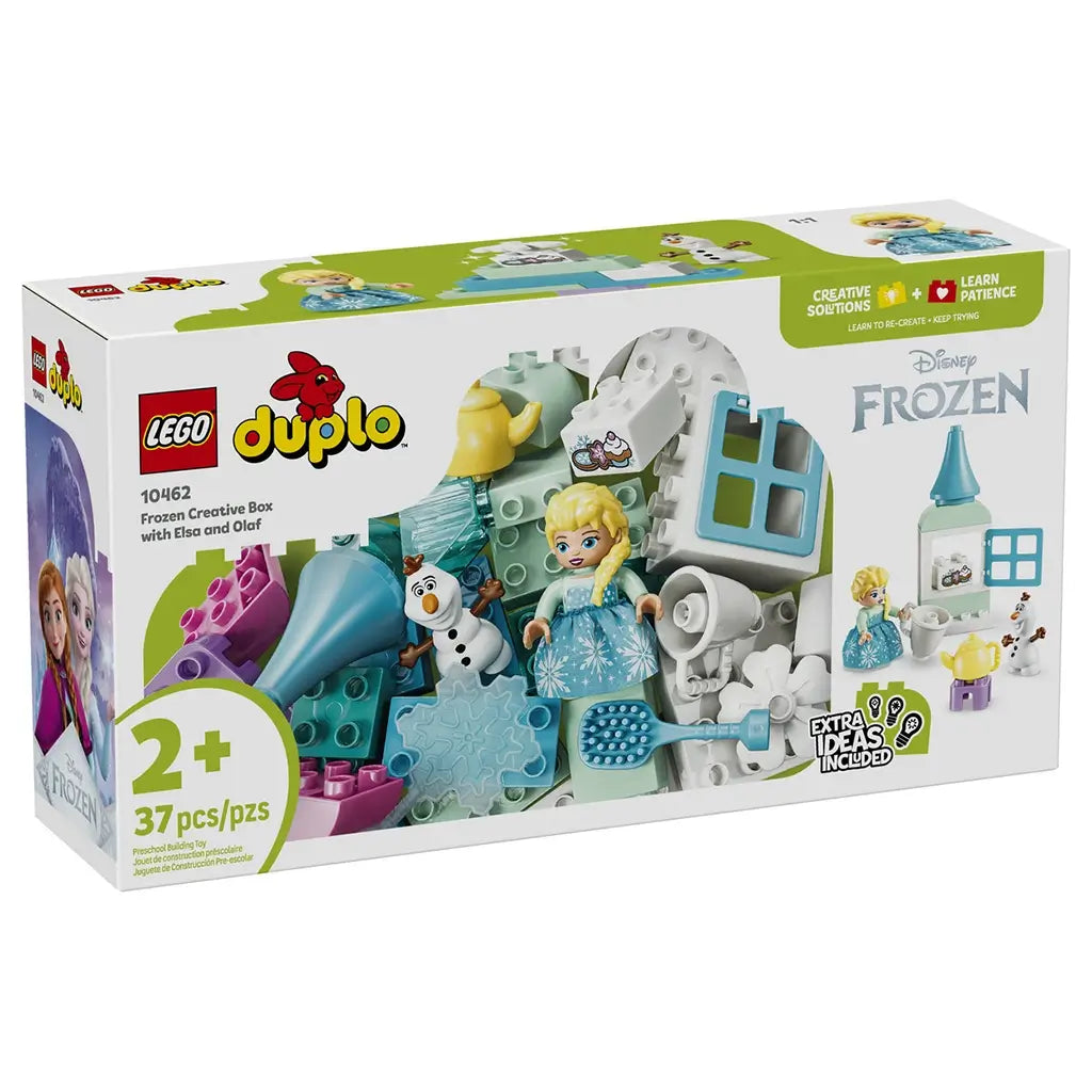 LEGO DUPLO Disney Frozen Creative Box 10462 box front shows aqua, white and pastel plastic bricks with Elsa and Olaf figures, icy accessories and extra build ideas.