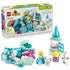 LEGO DUPLO Disney Frozen Creative Box 10462 features aqua, white and pastel plastic bricks, Elsa and Olaf figures, an icy tower, teapot, cup and building accessories.