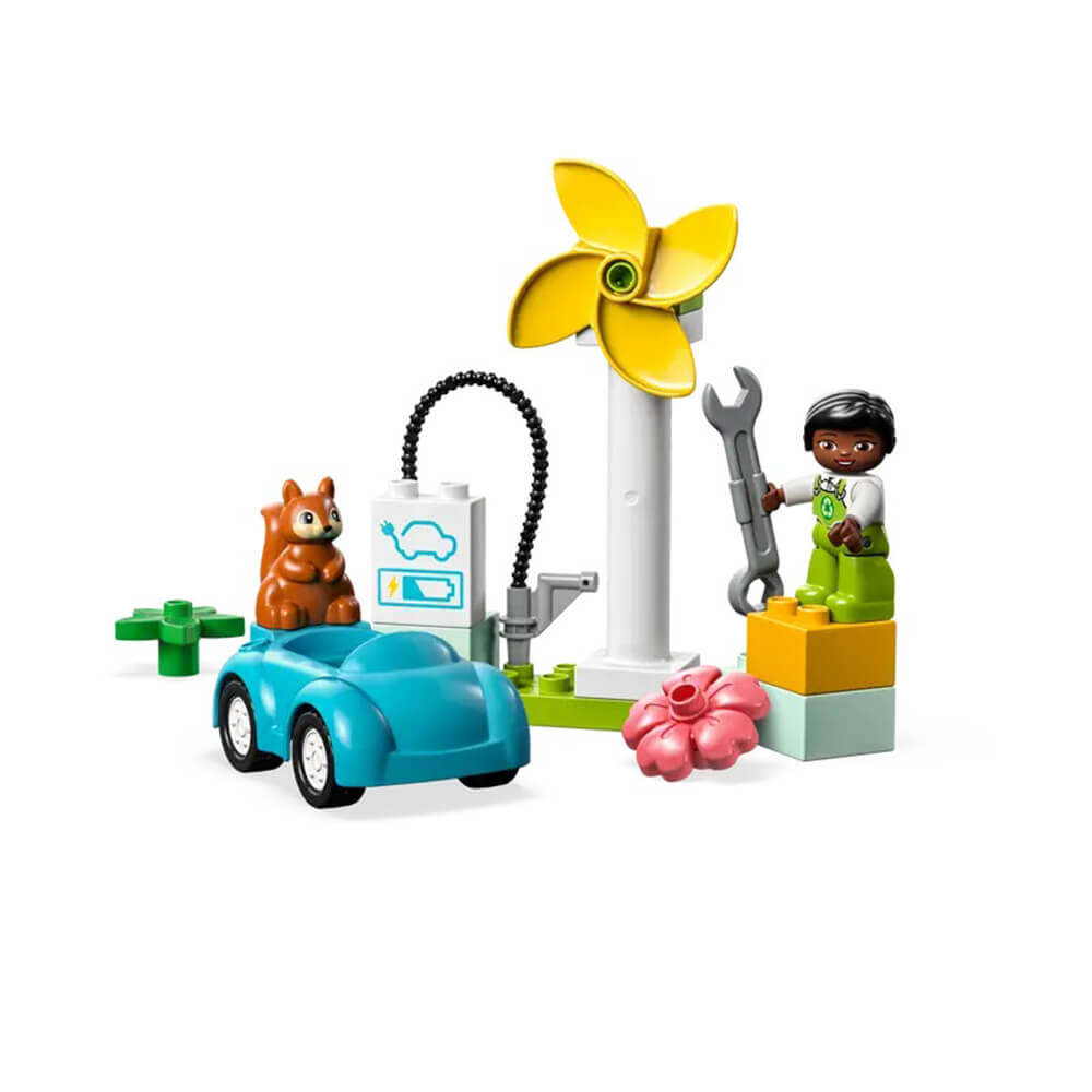 LEGO® DUPLO® Town Wind Turbine and Electric Car 16 Piece Buildig Toy Set (10985)