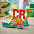 LEGO Cristiano Ronaldo soccer display built with red, green, gold and white plastic bricks, featuring CR7 lettering, a goal, football and signature-style nameplate on an indoor tabletop setting.
