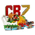 LEGO Cristiano Ronaldo soccer display in red, green, gold and white plastic bricks, sculpted CR7 lettering with bicycle kick action, goal frame and nameplate on a plain studio background.