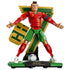 LEGO Cristiano Ronaldo soccer legend display features red, green, gold and black plastic brick construction depicting the football icon in a signature celebration pose with CR7 backdrop and ball.