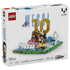 LEGO Lionel Messi soccer set box featuring white glossy cardboard packaging, number 10 display artwork, football highlight elements and branded product details on a clean studio background.