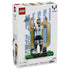 LEGO Lionel Messi soccer legend set packaging features light blue, white, black, gold and green plastic brick construction of the football icon with number 10 backdrop, ball and display stand.