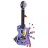 LEGO Editions Olivia Rodrigo's Dual Guitar in lavender, black and white bricks forms a tall guitar display with strings, butterfly, star details and two minifigures.