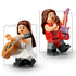 LEGO Olivia Rodrigo minifigures in white and red outfits hold acoustic and electric guitars, offering two musician figures for the Dual Guitar display set on white.