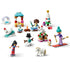 LEGO Friends Advent Calendar 2026 mini builds feature colorful plastic figures, a snowman, horse, seals, rabbit, ski figure, campfire and festive stalls on white.