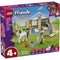 LEGO Friends Animal Vet Clinic box in purple cardboard packaging, rectangular retail box showing the clinic building, minidoll veterinarians, horse, pets, and grassy outdoor scene artwork on the front panel.