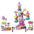 LEGO Friends Candy & Cupcake Ferris Wheel 42700 in pink, blue, and white plastic features four candy gondolas, lollipop decorations, two snack stands, and three mini-dolls.