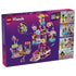 LEGO Friends Candy & Cupcake Ferris Wheel 42700 box back in purple shows the pink ride with candy-themed gondolas, snack stands, mini-dolls, and interactive play features.