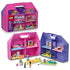 LEGO Friends Creative Dollhouse Suitcase set features a pink and purple plastic carry case, colorful modular rooms, two mini-dolls, furniture, and accessories.