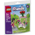 LEGO Friends Flower Stand with Roses set packaging in purple, green, and blue cardboard, showing the completed floral kiosk scene with mini doll character, garden setting artwork, LEGO Friends branding, age 5 plus label, and piece count on the front.