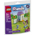 LEGO Friends Garden Bunny House set packaging in purple, green, and blue cardboard, showing the completed bunny shelter scene with mini doll and rabbit in a grassy garden illustration, LEGO branding, age 5 plus label, and piece count on the front.