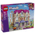 LEGO Friends Heartlake City Grand Hotel set 42704 box front shows the pink, white and lavender three-story hotel with elevator, balconies, figures and luggage cart, labeled 1406 pieces.