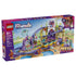 LEGO Friends Mermaid Roller Coaster Ride set 42703 box front shows purple tracks, a colorful three-car coaster, mermaid attraction and mini-dolls, labeled 864 pieces for ages 8+.