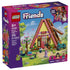 LEGO Friends Nature Glamping Cabin 42682 box in purple and blue, showing the 295-piece A-frame cabin, two mini-dolls, black cat, teal bike and camping gear.