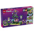 LEGO Friends Spinning Flower & Fairy Teacup Ride set 42702 box back shows purple, pink and green flower rides, mini-dolls, a camera and illustrated play features.