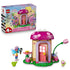 LEGO Gabby's Dollhouse Kitty Fairy's Garden House set 11212 in pink, tan and green plastic bricks, with mushroom roof, fairy figure, cat character and garden accessories.