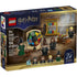 LEGO Harry Potter Hogwarts Sorting Hat Ceremony box front displays a dark blue and gold cardboard package with minifigures, Sorting Hat wheel, classroom accessories, and age details set within a Hogwarts interior scene.