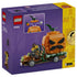 LEGO Jack-O'-Lantern Pickup Truck 40822 package back shows the orange pumpkin vehicle, farmer minifigure, black spider, and removable top revealing hidden pieces.