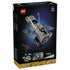 LEGO Icons Hubble Space Telescope 11382 box back uses black packaging to show the gray telescope model, blue solar panels, display stand, dimensions and feature images.