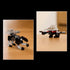 Close-up of LEGO Icons Transformers Soundwave mini builds featuring black and gray robotic creatures with cannon details, representing Soundwave’s cassette companions in animal form.