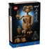 LEGO Ideas E.T. set 21370 black box back shows the brown brick-built alien with blue eyes, flowerpot and light-up chest feature, plus model dimensions and details.