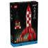 LEGO Ideas Tintin Moon Rocket packaging shows a black rectangular retail box featuring the red and white rocket model, astronaut minifigures and product artwork on display.