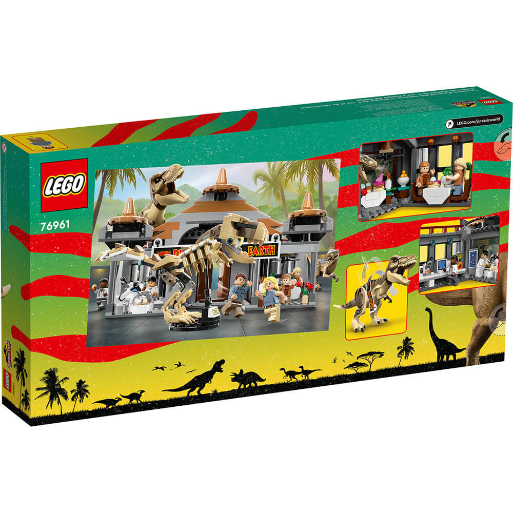 LEGO® Jurassic World Visitor Center: T-Rex & Raptor Attack 693 Piece Building Set (76961) back of the box