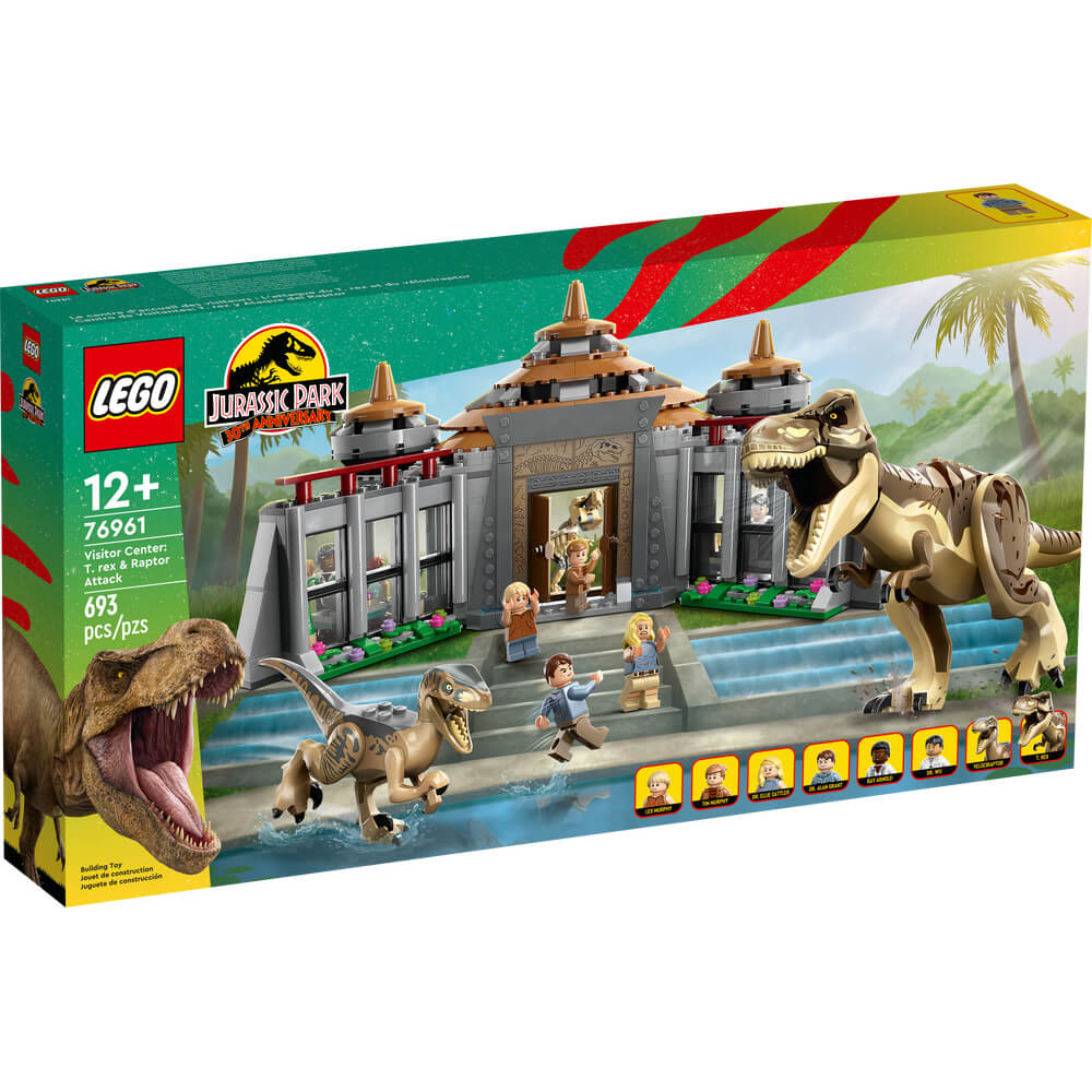 LEGO® Jurassic World Visitor Center: T-Rex & Raptor Attack 693 Piece Building Set - Front of package.