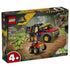 LEGO Jurassic World Young T. rex Transport Truck 77978 box uses black and yellow packaging to show a green dinosaur, red and gray truck, red ATV and two minifigures.