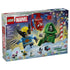 LEGO Marvel Advent Calendar 2026 box features blue holiday packaging with Wolverine, Spider-Man and Doctor Doom, festive mini builds, 24 gifts, and a snowy city background