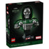 LEGO Marvel Doctor Doom Bust 76345 box features black and dark green packaging with the silver-masked brick-built bust, Marvel logos, 18+ rating and 379-piece count.
