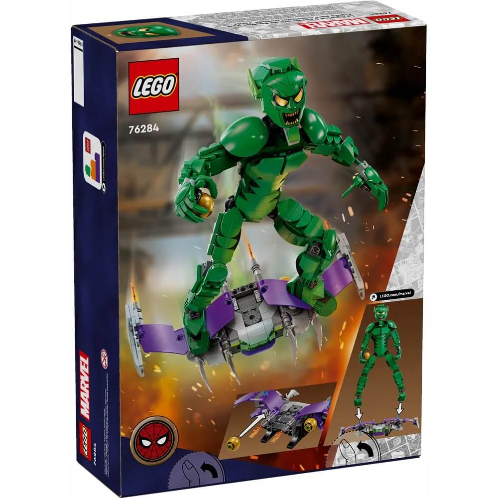 rear packaging box of LEGO® Marvel Green Goblin Construction Figure 471 Piece Building Set (76284)